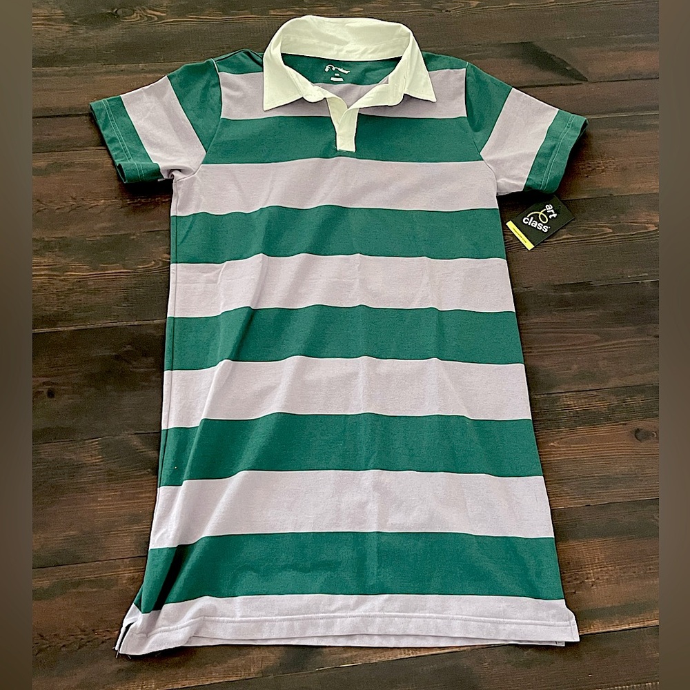 Girl Purple/Green Stripe Polo Dress
